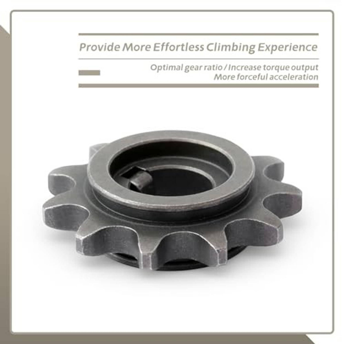 Front chain sprocket gear for electric dirt bike, dark gray metal with 11 teeth