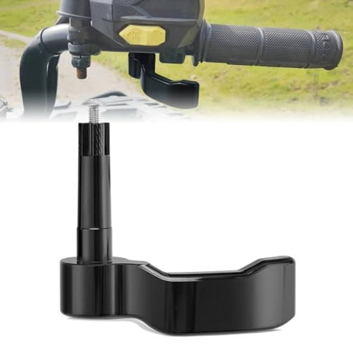 Black thumb throttle lever attachment with threaded mounting post
