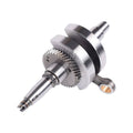 ATV crankshaft with sprocket gears, steel shaft, and connecting rod cap