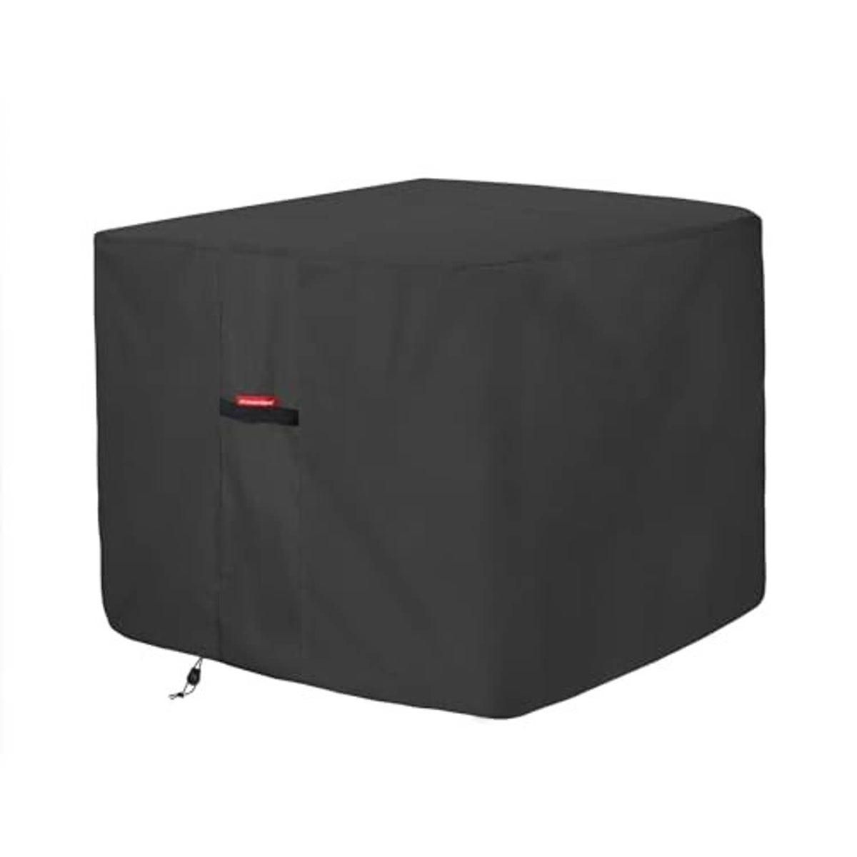 Square dark AC cover with top vent panel and side securing strap