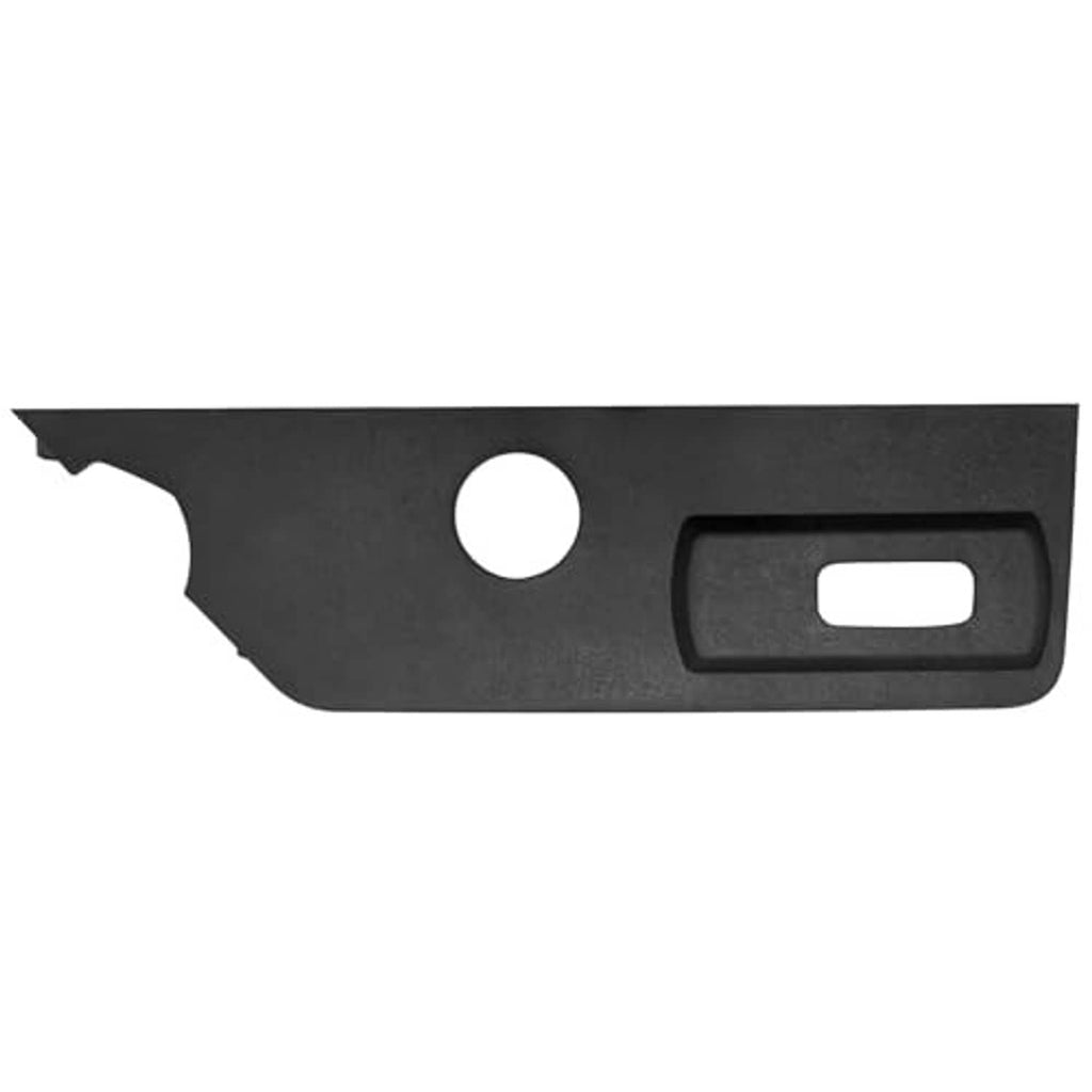 Dark gray seat switch trim bezel panel with circular hole and molded rectangular switch recess