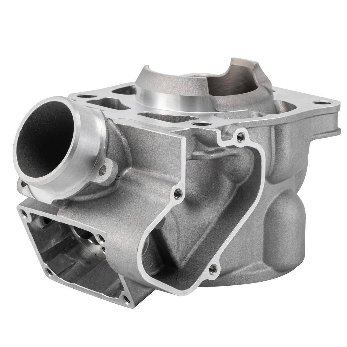 Aluminum cylinder block with open bore for top-end rebuild kit