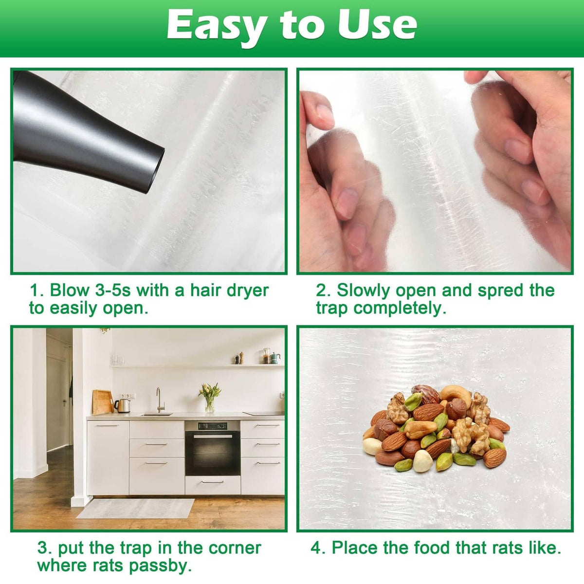 White glue trap sheet with easy-to-use step instructions