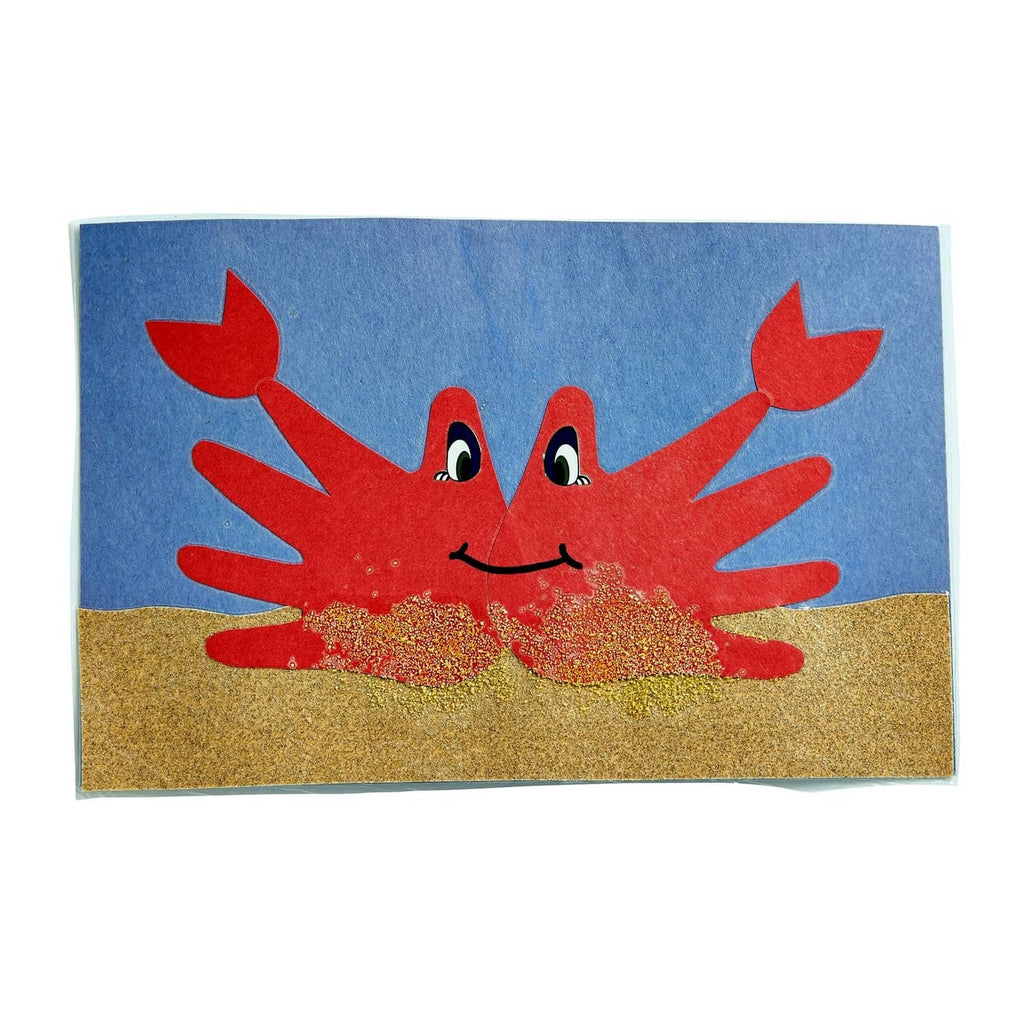 Colorful crab-themed craft artwork for laminating protection