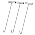 Galvanized meat boning hooks with T-handles, silver tone