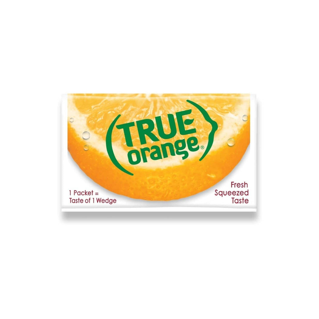 True Orange water enhancer single packet with fresh-squeezed taste