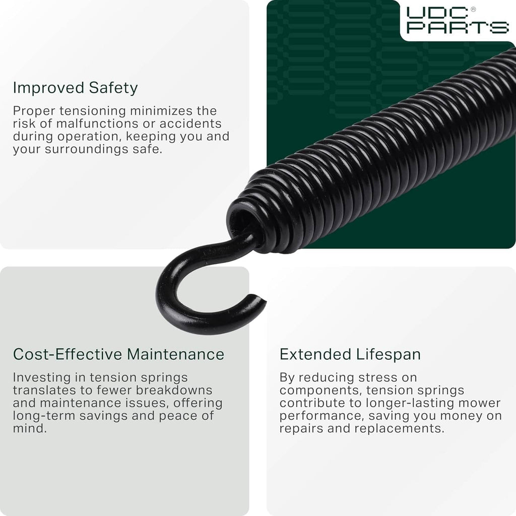 Black extension tension spring with two hooked ends