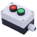Start/stop push button switch station box with red STOP and green START caps