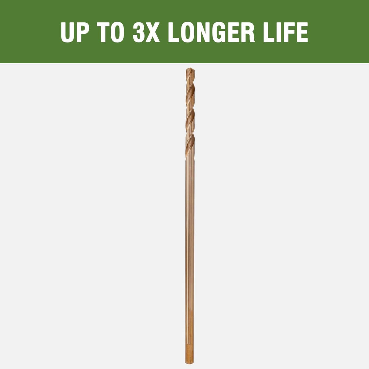 Long cobalt drill bit with spiral flute, 12 in length, straight shank