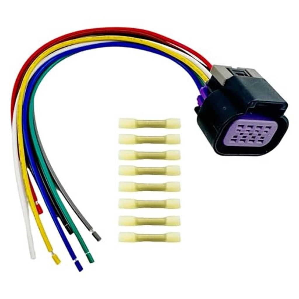 Throttle body wiring harness pigtail with purple connector and multi-color wire leads