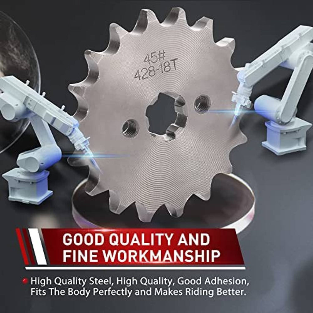 Motorcycle front sprocket 428-18T, steel disc with center hole for mounting