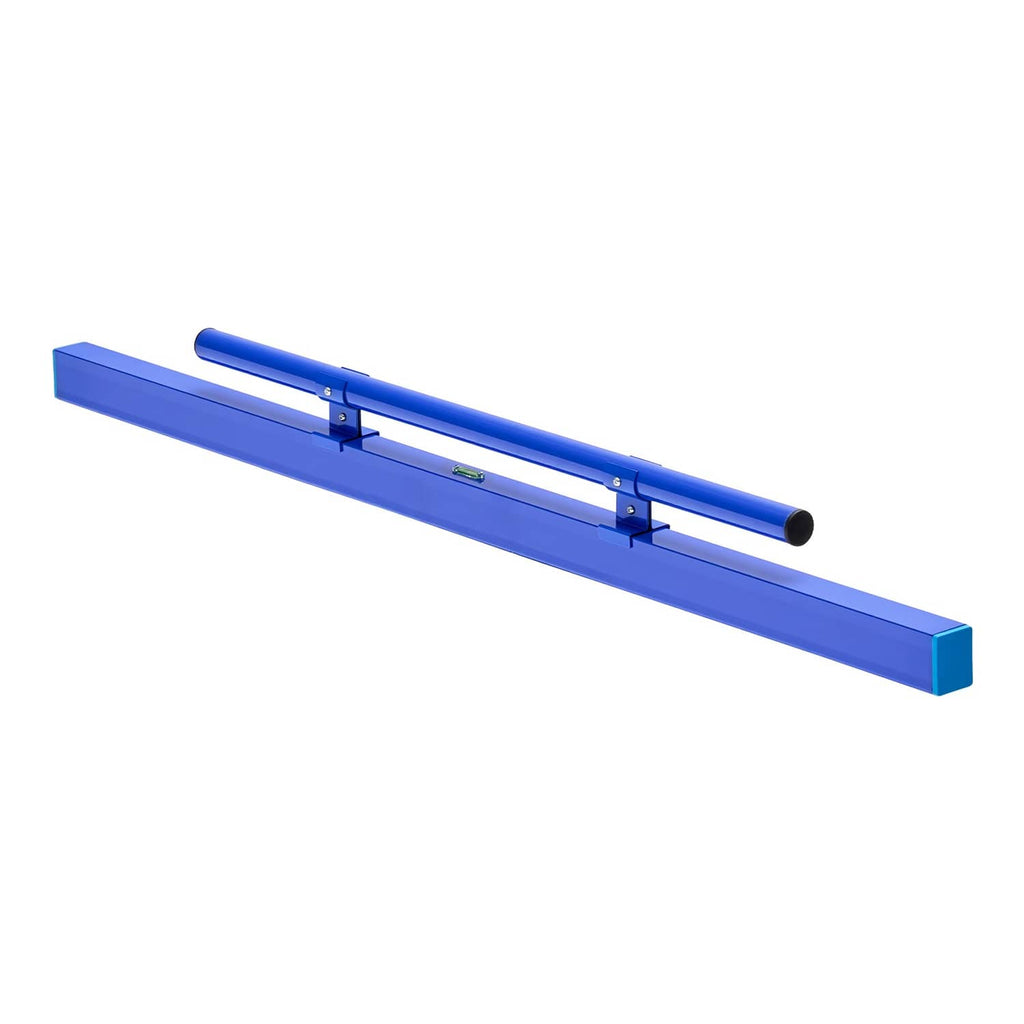 Blue aluminum manual concrete screed board with long leveling blade, 48 in