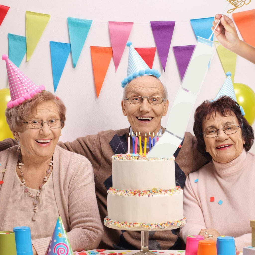 Birthday party cake with candles and money pull-out accessory