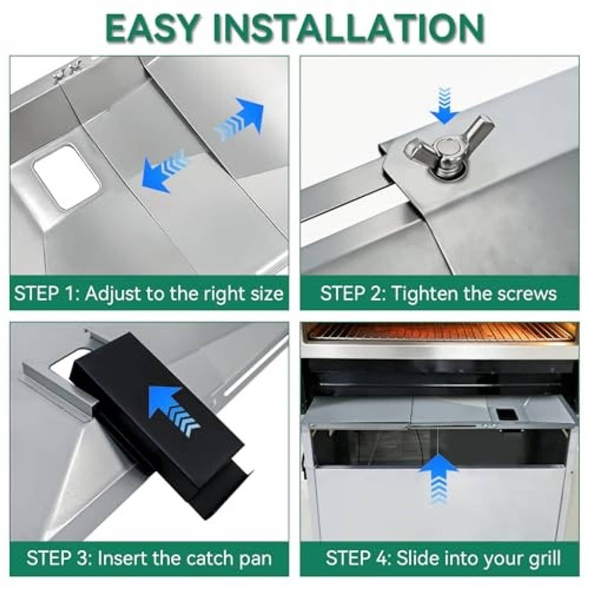 Grease tray replacement with easy installation steps and step-tilt slide-in design