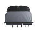 Black rear trunk security cargo cover shade with mounting rails and latch slot