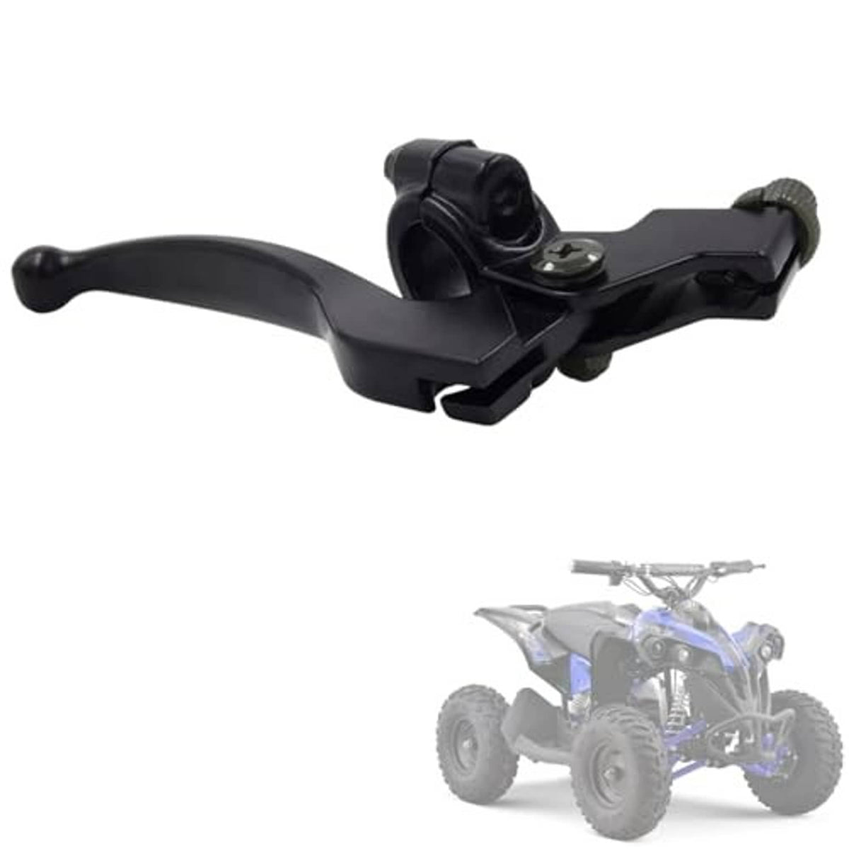 Black folding clutch lever perch with curved brake handle and clamp mounting bracket