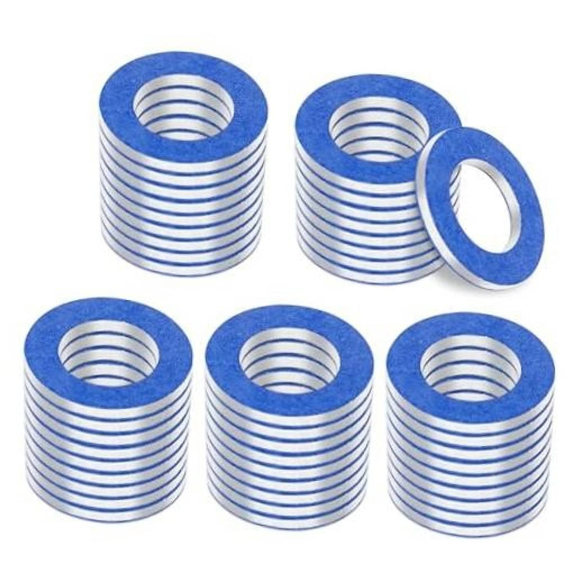 Blue oil drain plug crush washer gasket set of 5, M12 aluminum sealing washers