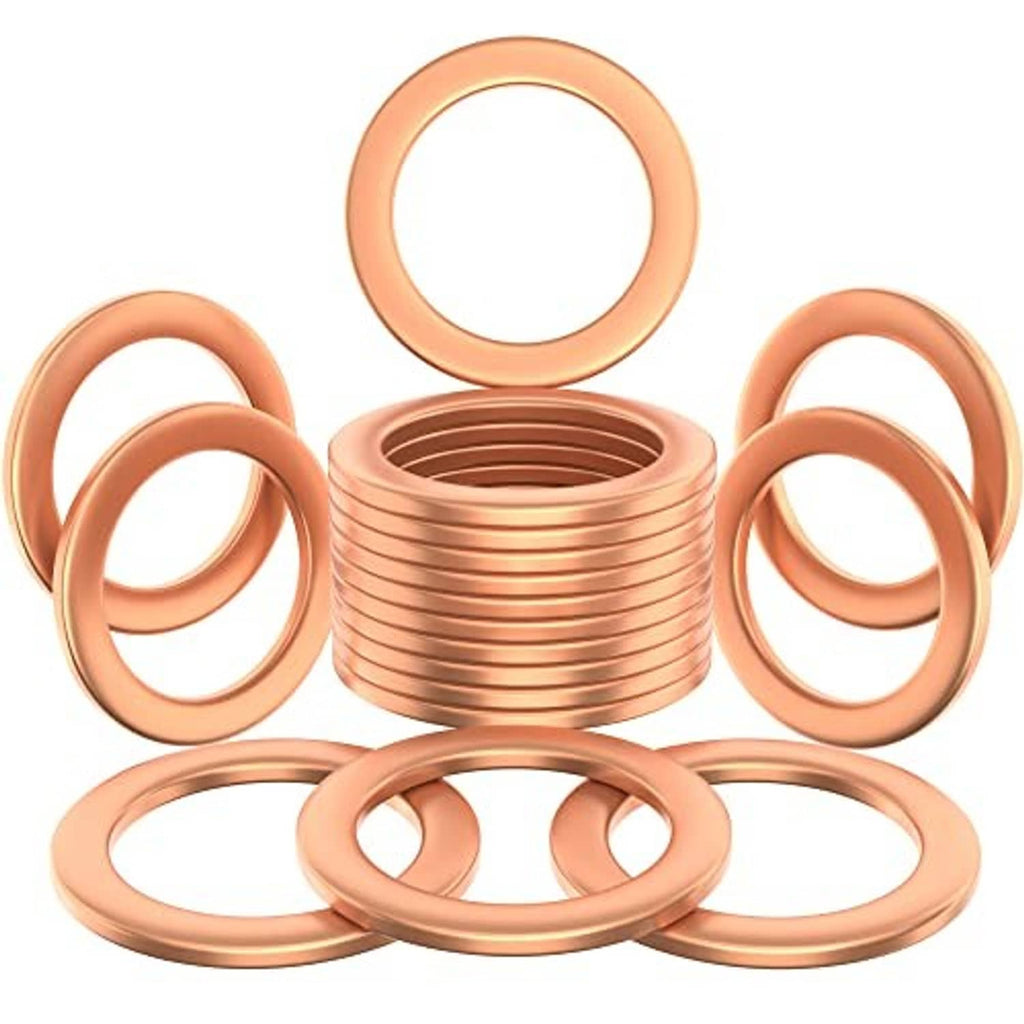 Copper crush washer stack with several flat sealing rings