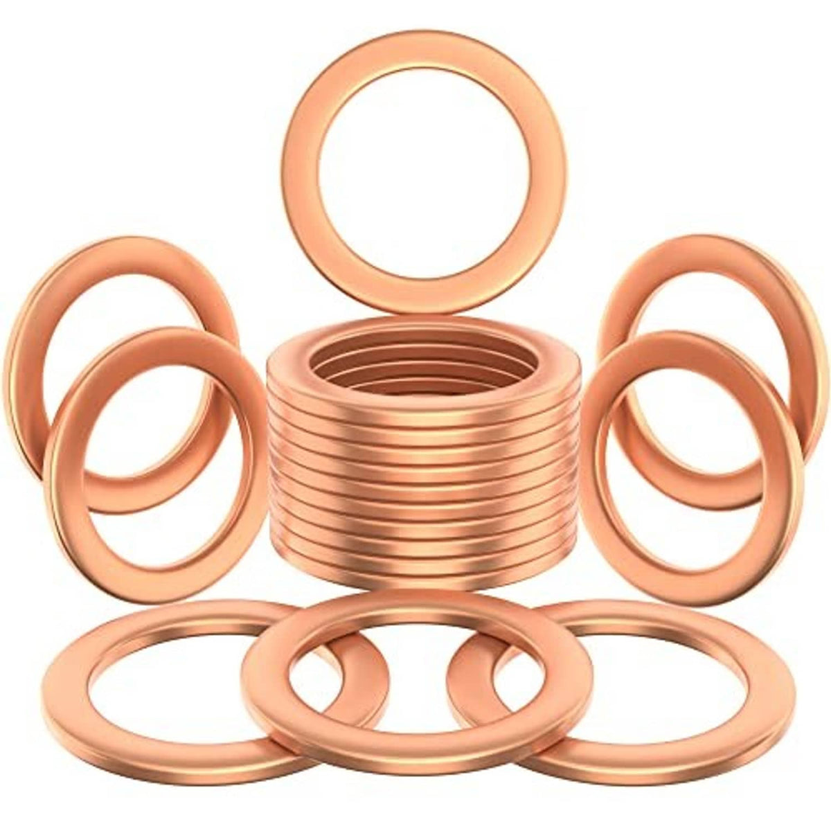 Copper crush washer stack with several flat sealing rings
