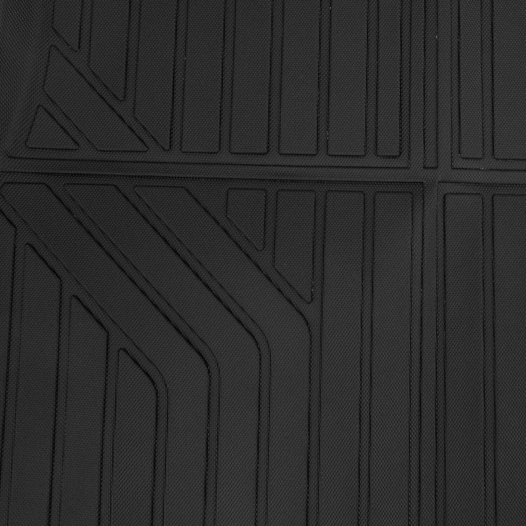 Textured black rubber car floor mat with ridged traction pattern