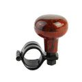 Woodgrain steering wheel spinner knob with black mounting ring