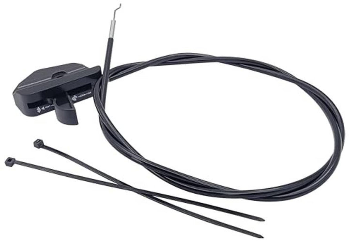 Throttle control cable kit with black cable, throttle clamp, and fasteners