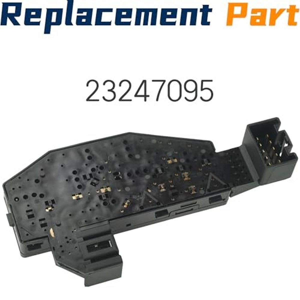 Power seat switch base plate with pin contact grid and connector sockets, black