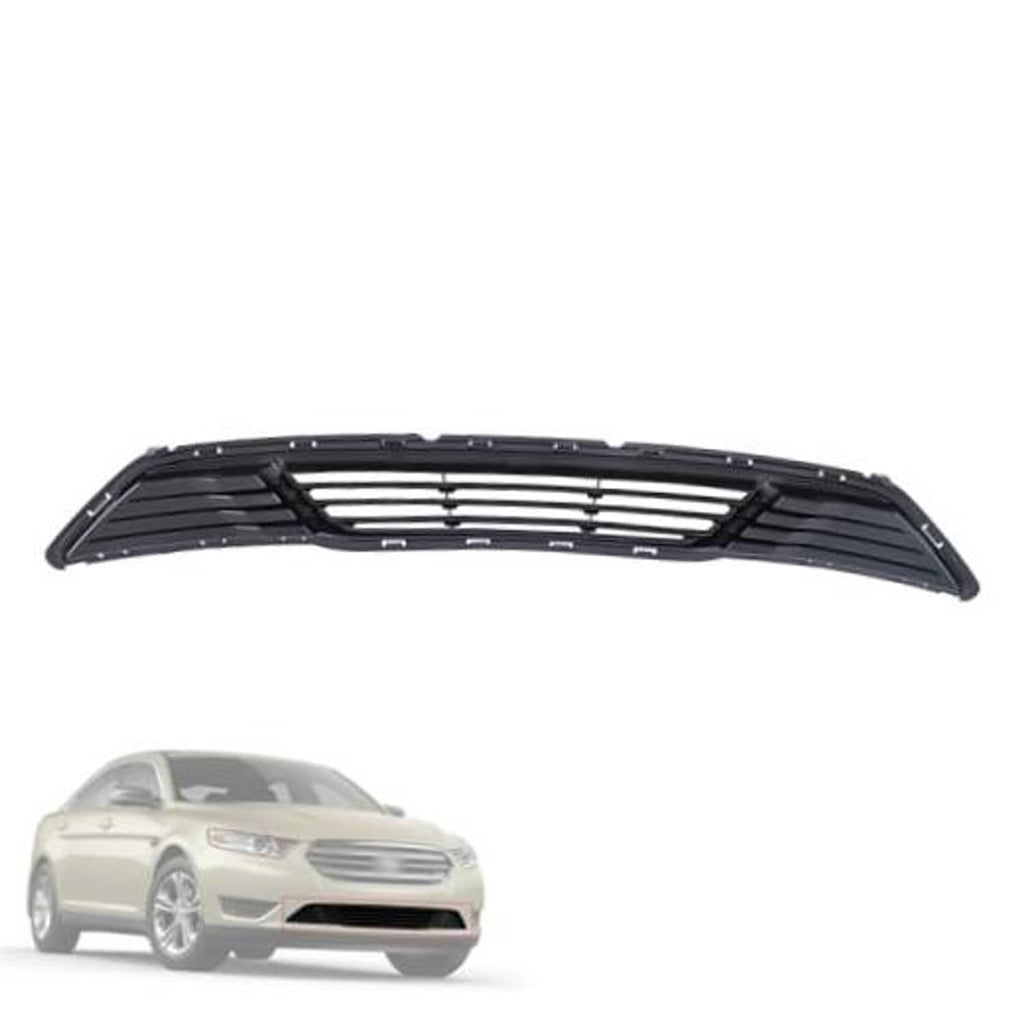 Black front bumper lower grille with horizontal slats and center opening