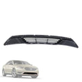 Black front bumper lower grille with horizontal slats and center opening