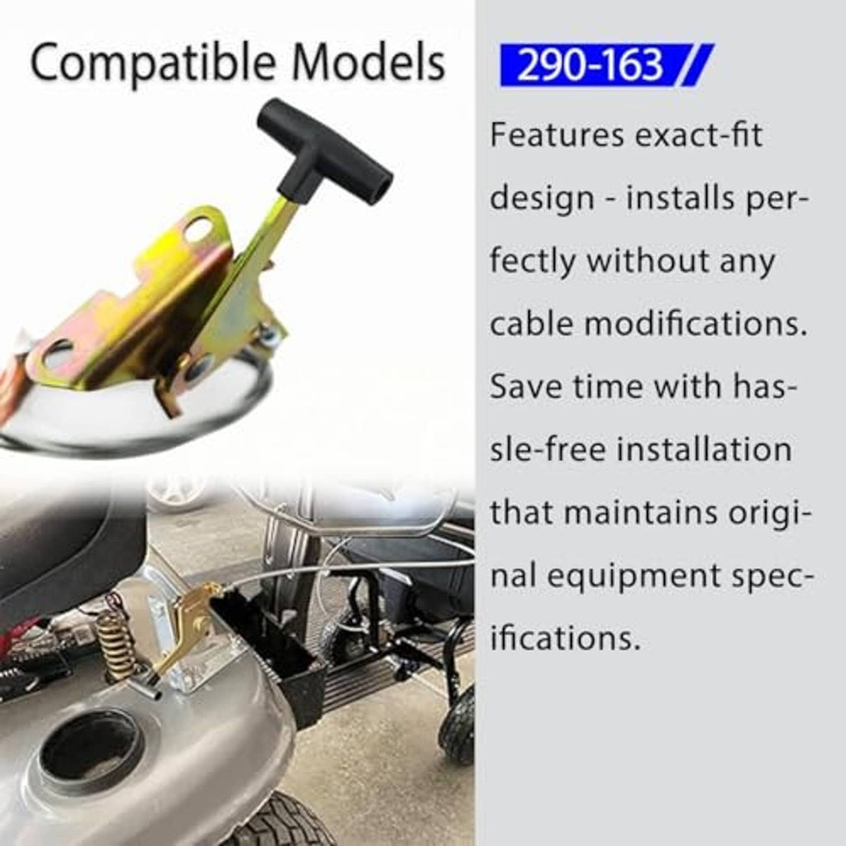 Throttle control cable bracket with black handle grip and steel cable