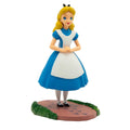 Bullyland Alice cake topper figure in blue-and-white dress with white apron, on round base
