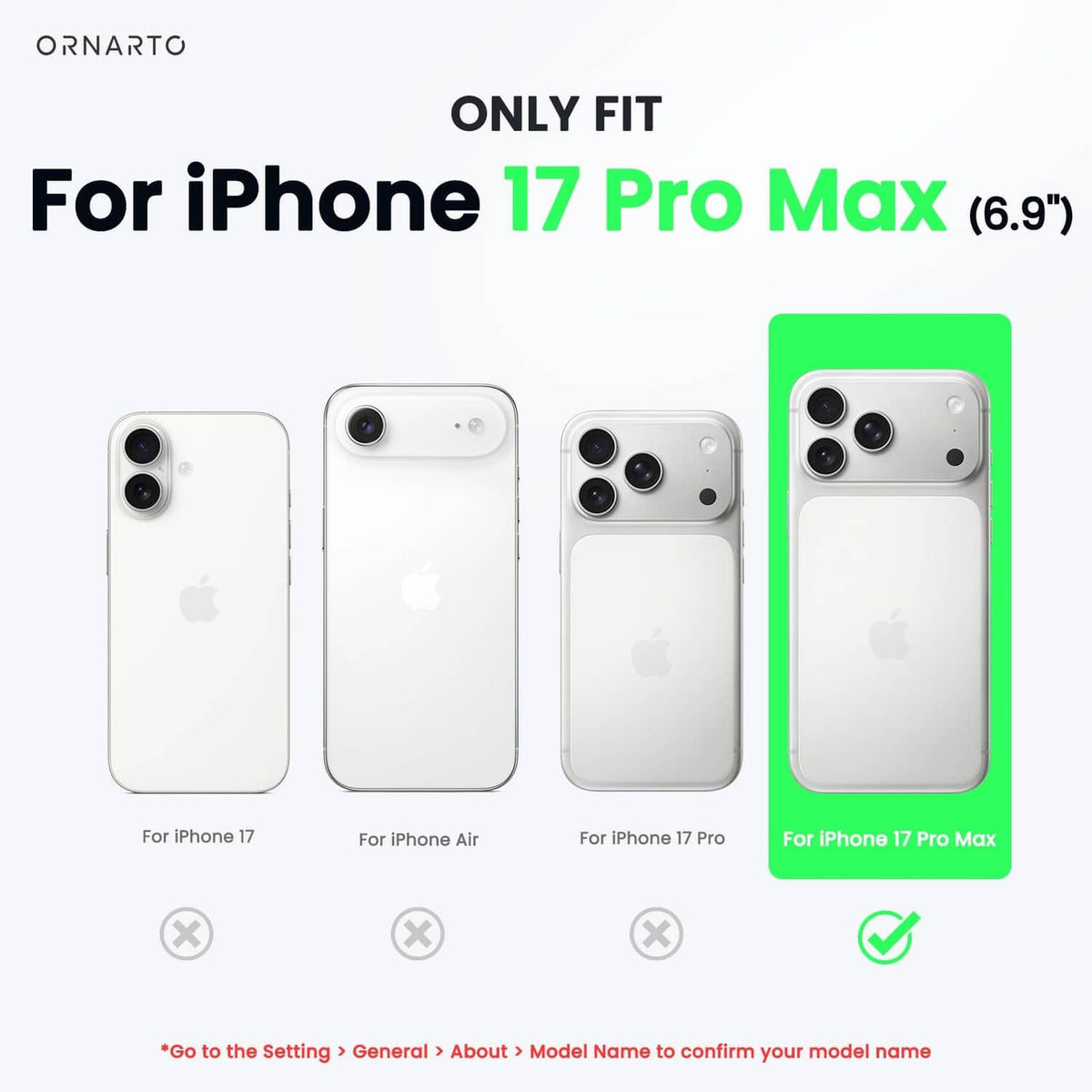 Matcha green slim iPhone 17 Pro Max case with camera cutout and button openings
