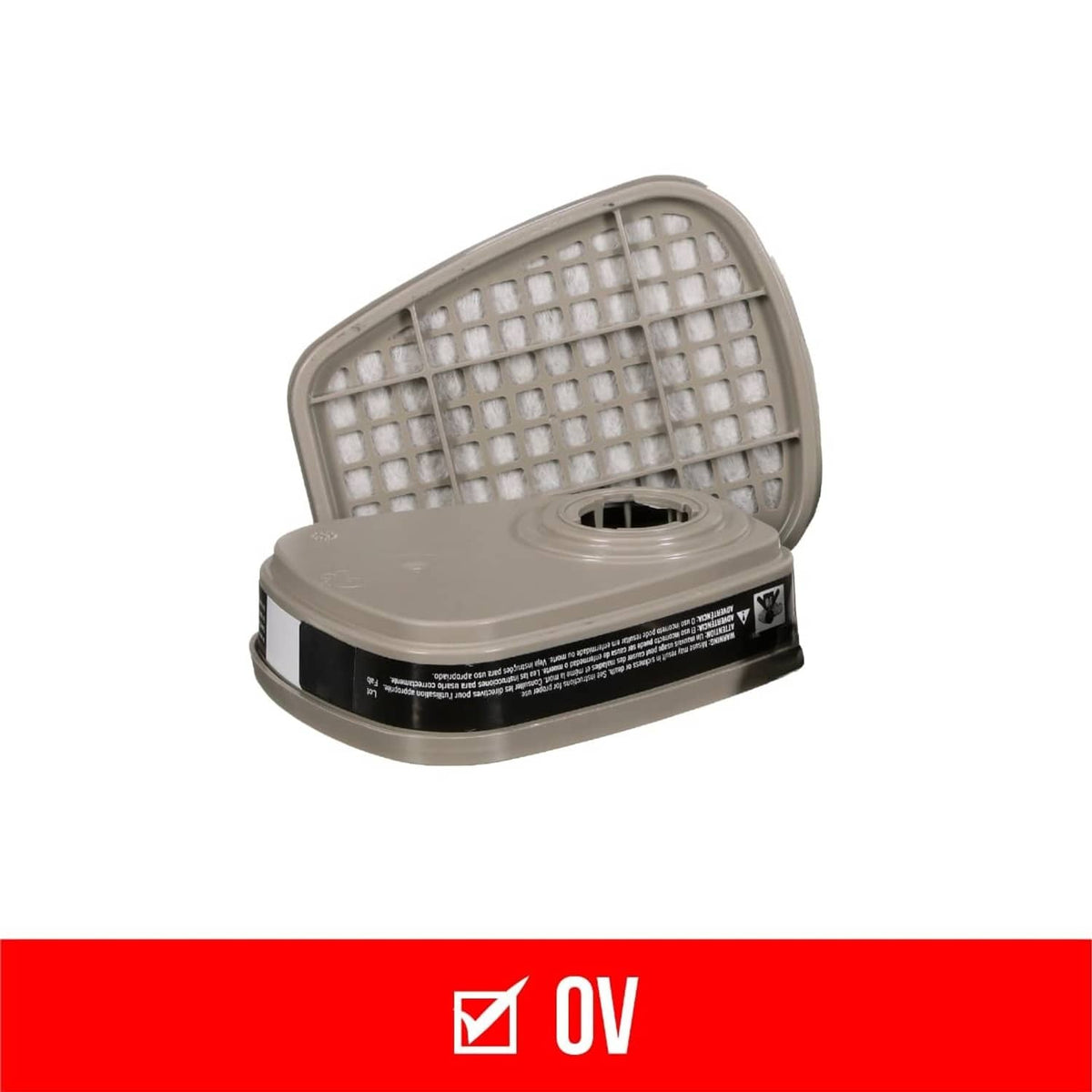 Gray organic vapor cartridge replacement with round inlet and square mesh filter