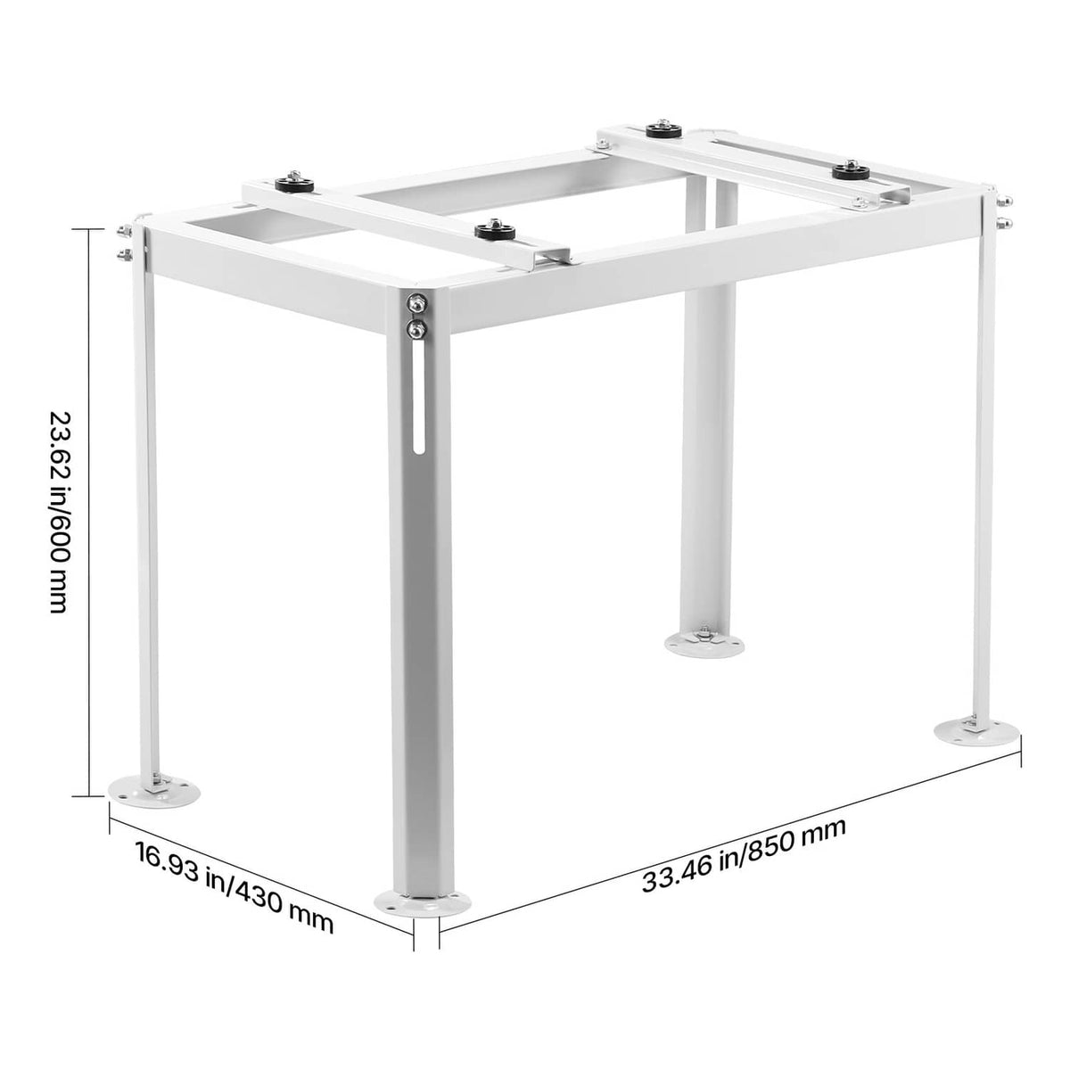 White mini split AC ground stand frame with four legs and side mounting bar