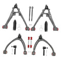 Front control arm suspension kit set with two arms, boots, bushings, and bolts