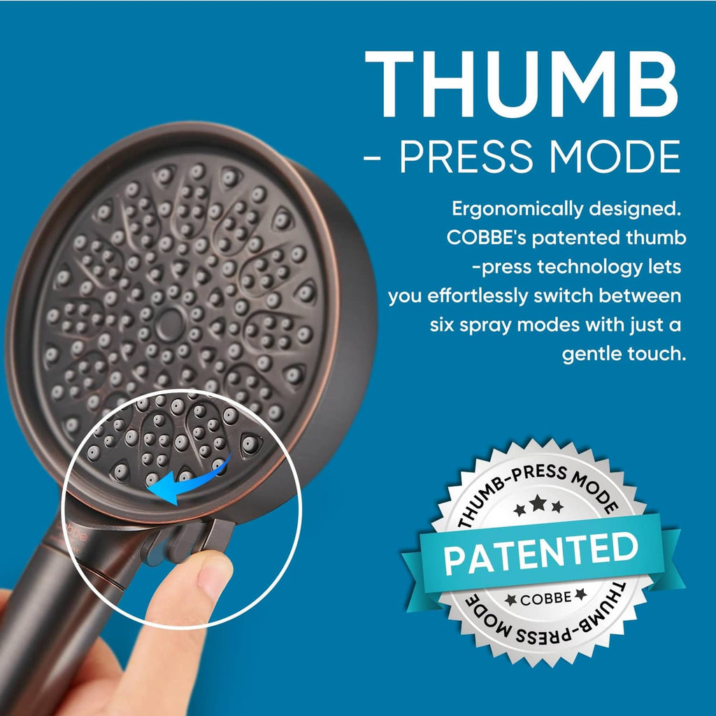Cobbe shower head with thumb-press six spray modes control