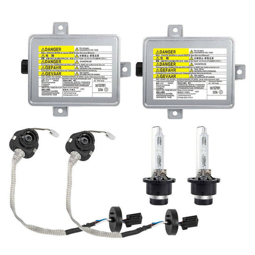 HID xenon headlight ballast and igniter kit with two D2S bulbs and wiring harness