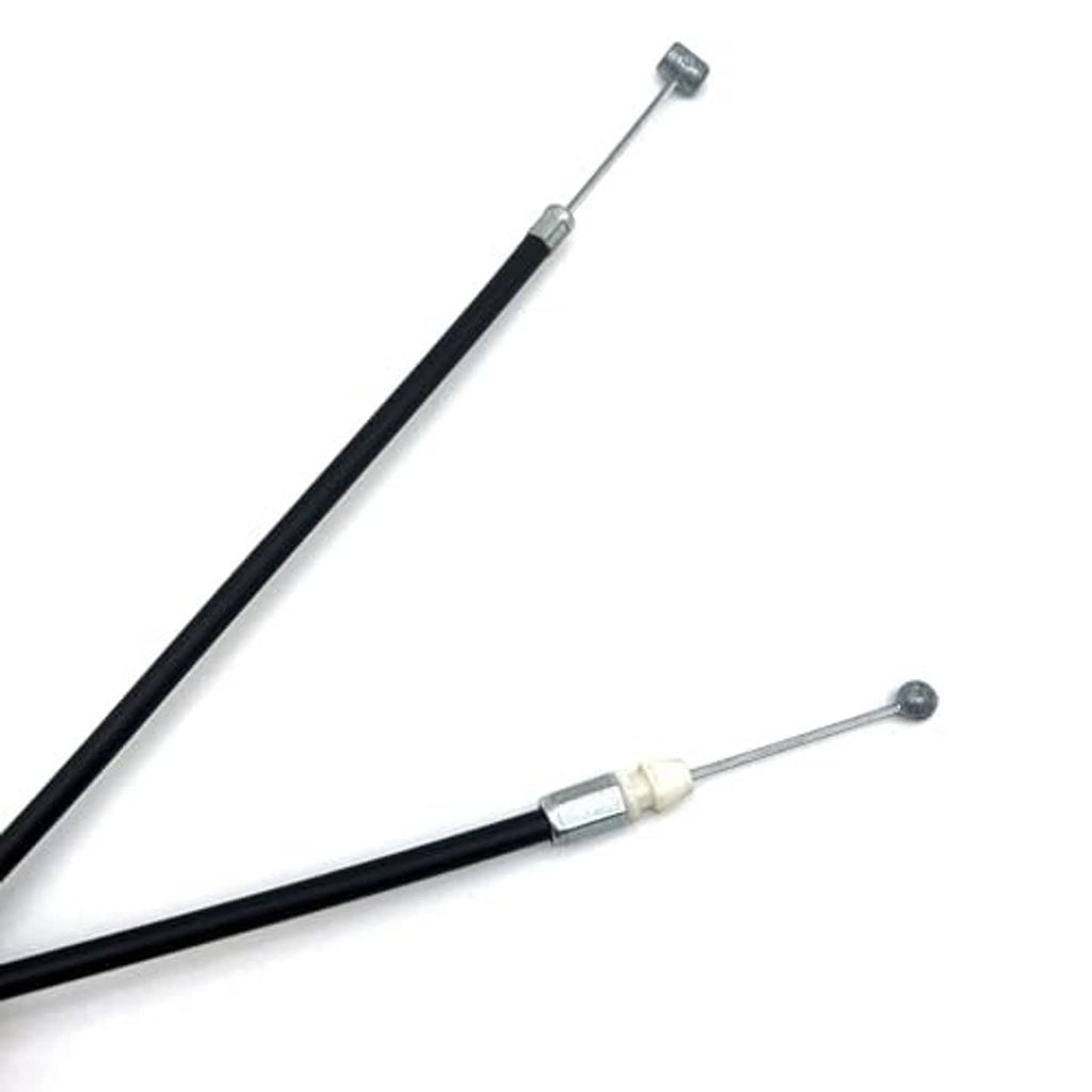 Black hood release cable with silver barrel sleeve and metal end caps