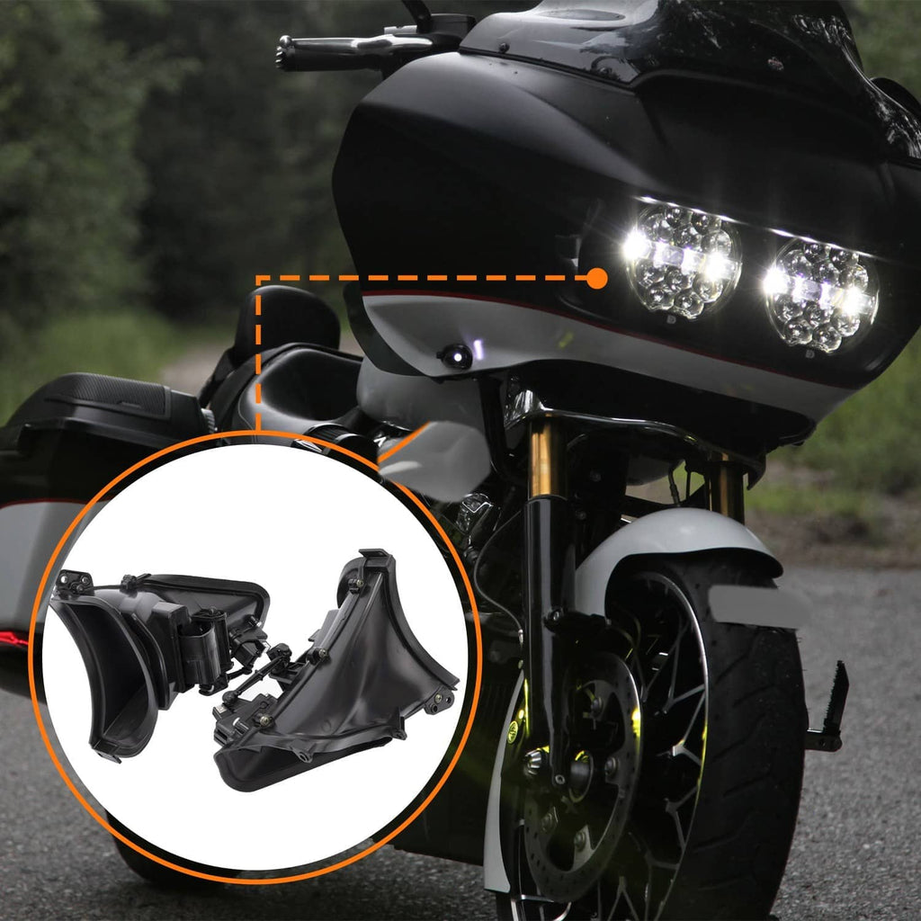 Black fairing air duct kit with curved vent covers and mounting hardware for motorcycle