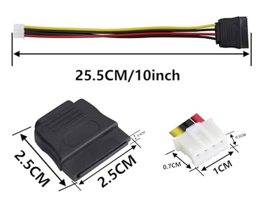 25.5 cm SATA power adapter cable with D-type 4-pin and SATA 15-pin connectors
