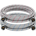 15FT braided stainless washer hoses set with brass ends and red/blue hot-cold stripes