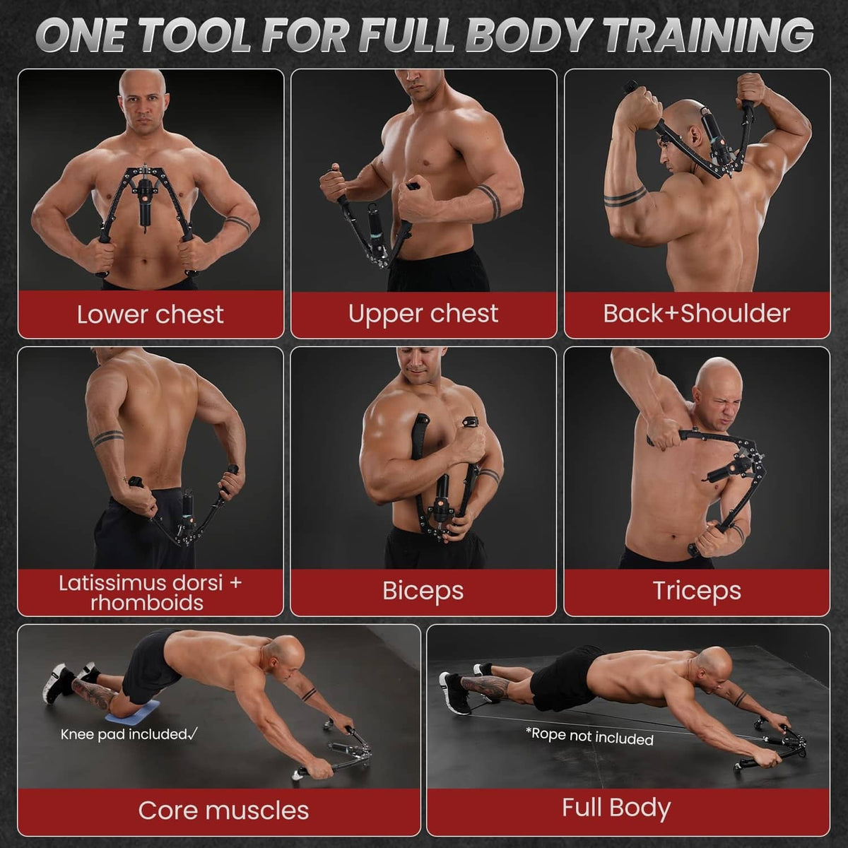 Hydraulic arm trainer used for full-body workouts, featuring black frame and handles