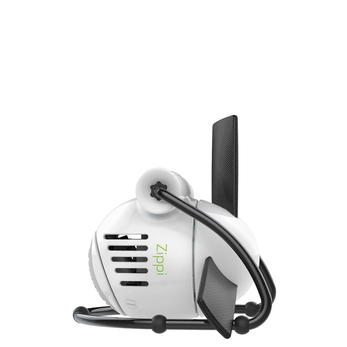 White foldable desk fan with vented front grille and adjustable flexible arms