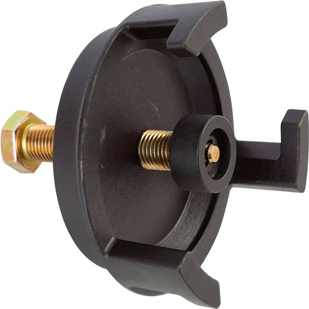 Harmonic balancer puller tool with threaded screw and three mounting arms