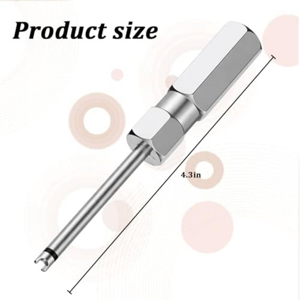 Single-head valve core remover wrench with long metal rod, magnetic tip, silver
