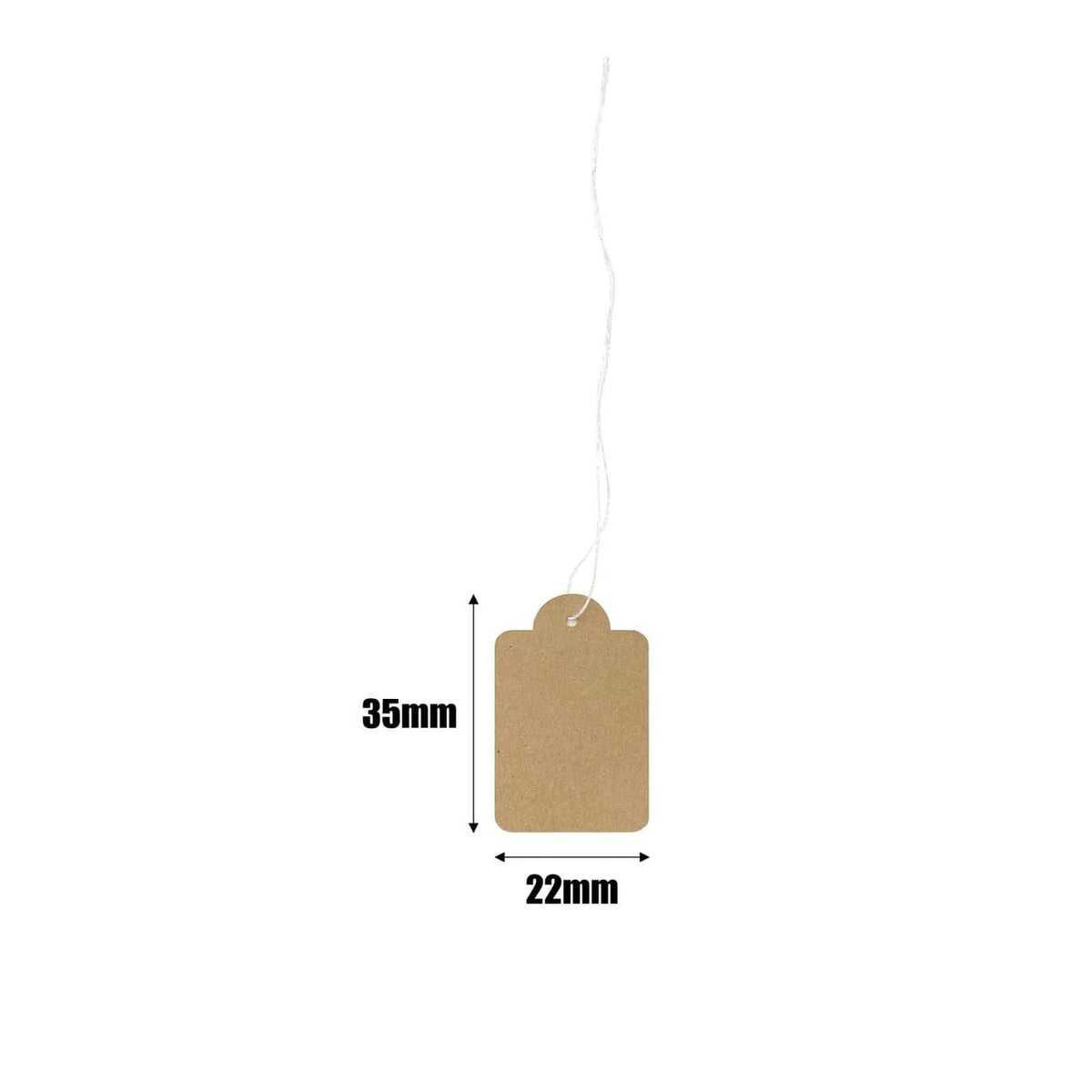 Kraft paper hang tag with string, size 35 mm by 22 mm