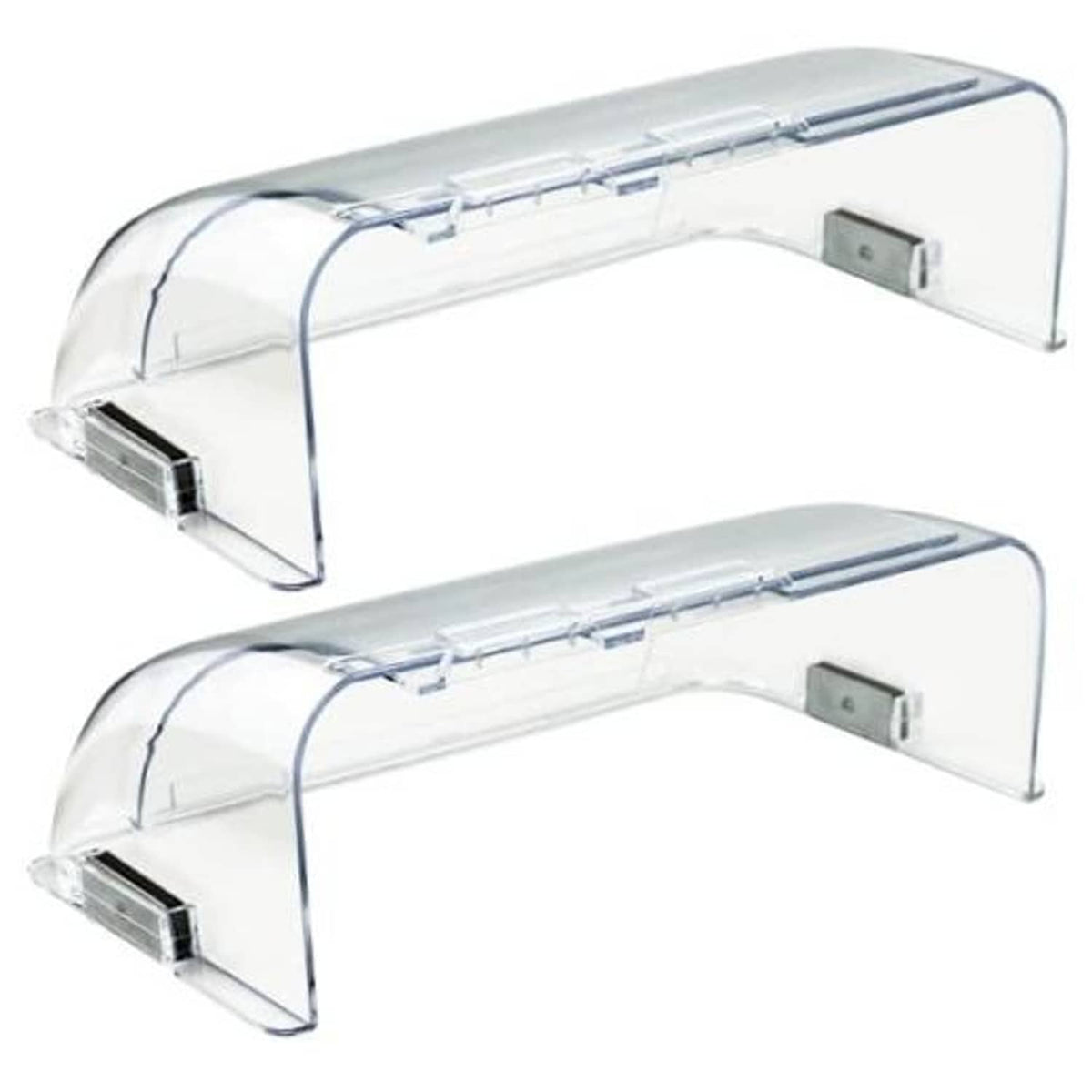 Clear U-shaped air vent deflectors (2-pack) with side mounting tabs