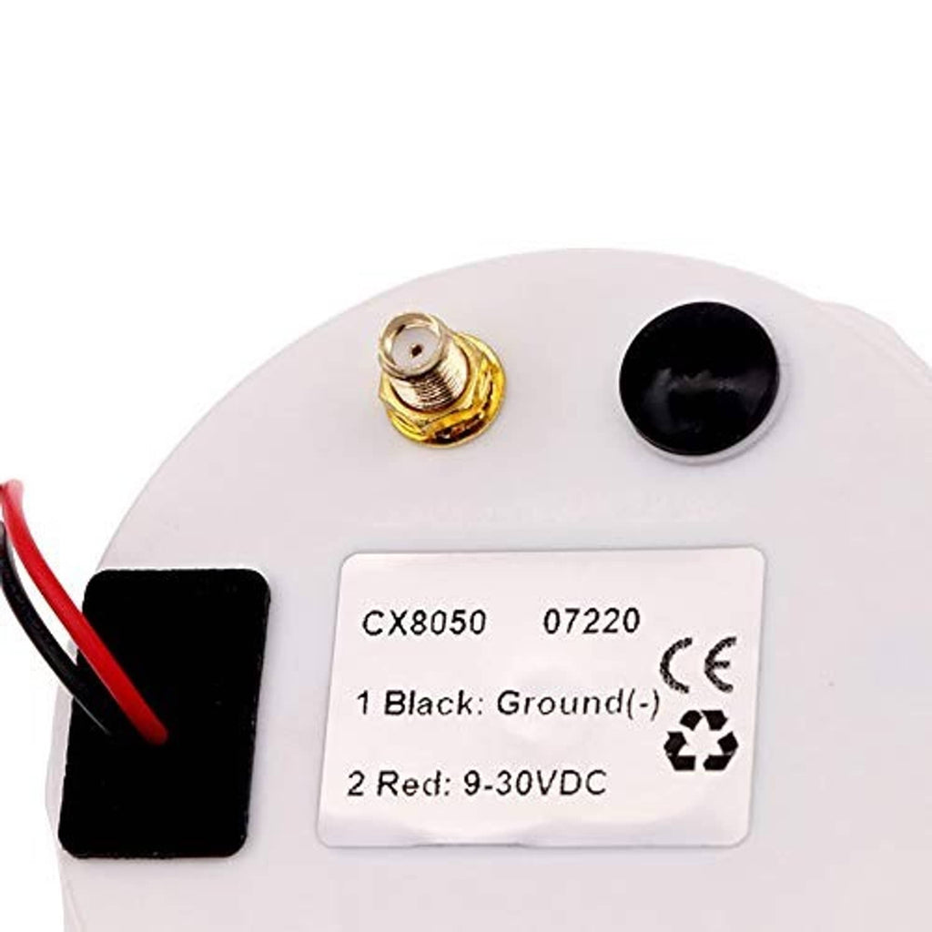 GPS speedometer gauge back close-up; gold threaded terminal and black ground post