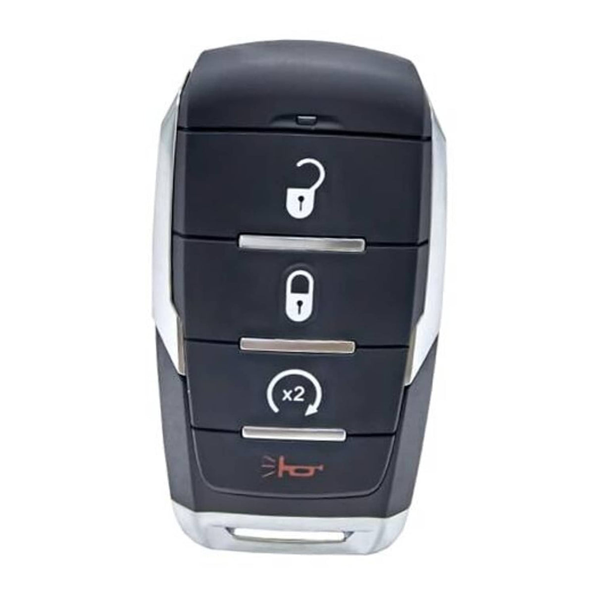 Black 4-button proximity key fob with lock/unlock and x2 trunk icons