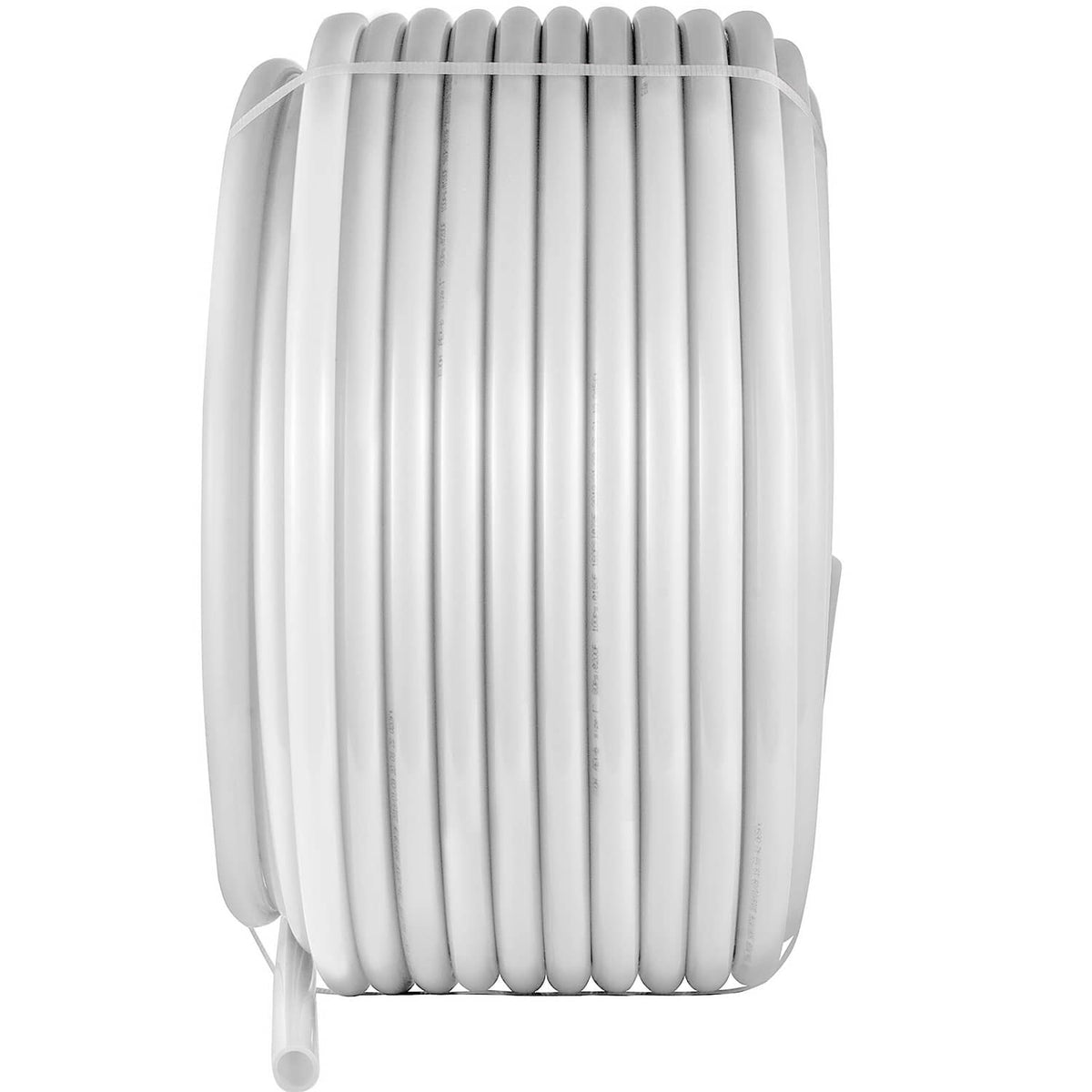 Rolled 1 in PEX-B tubing coil, white flexible pipe